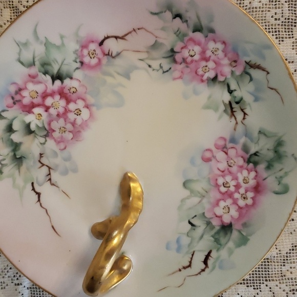 VNTG Porcelain lemon Serving Plate with Hand Painted flowers - Picture 2 of 5